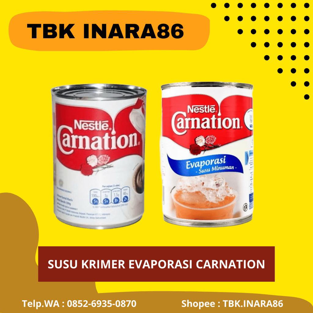 

Susu Carnation Evaporasi dan Krimer Susu Kental Manis – Bahan Minuman, Kopi & Es Campur