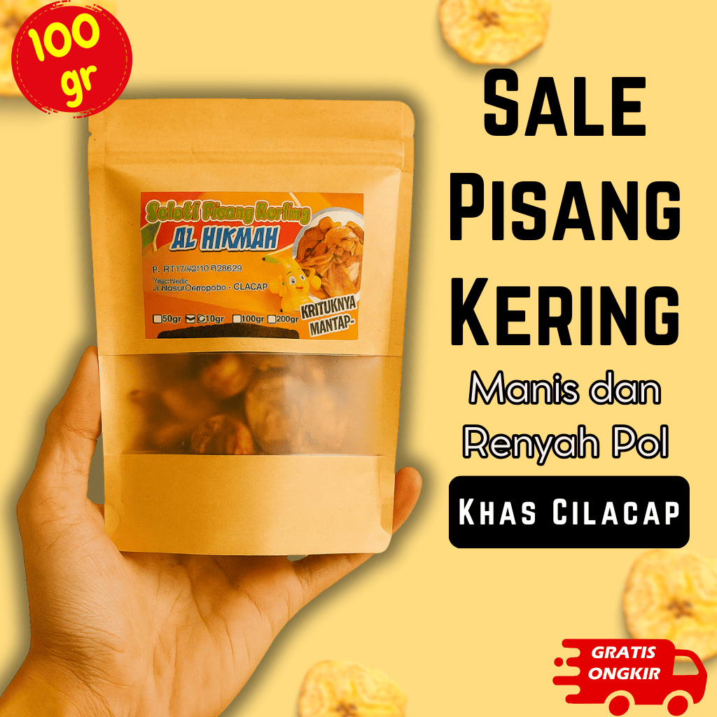 

Sale Pisang Kering Manis Khas Cilacap 100 gr Cemilan Manis
