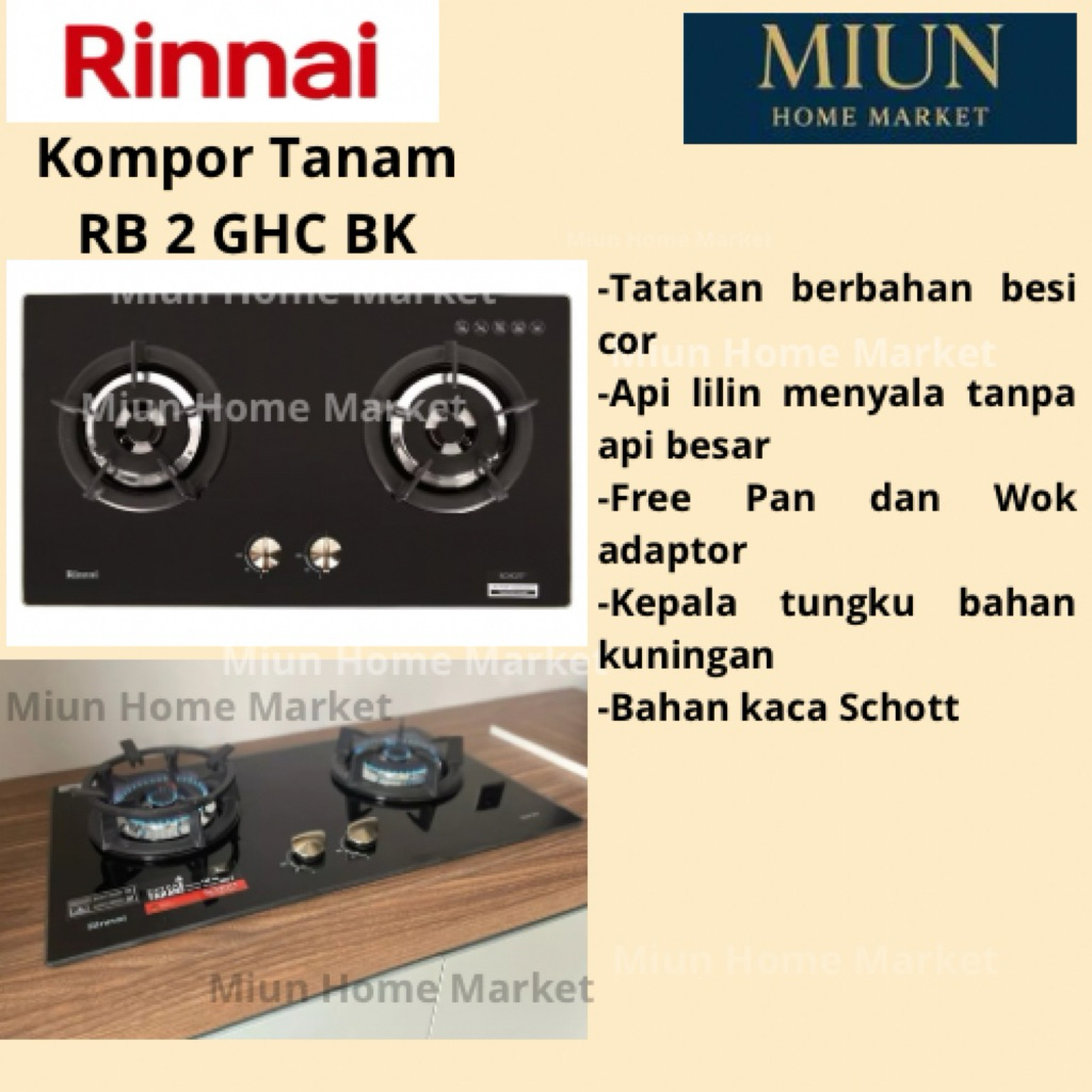Kompor Tanam Rinnai RB 2 GHC BK /Hitam