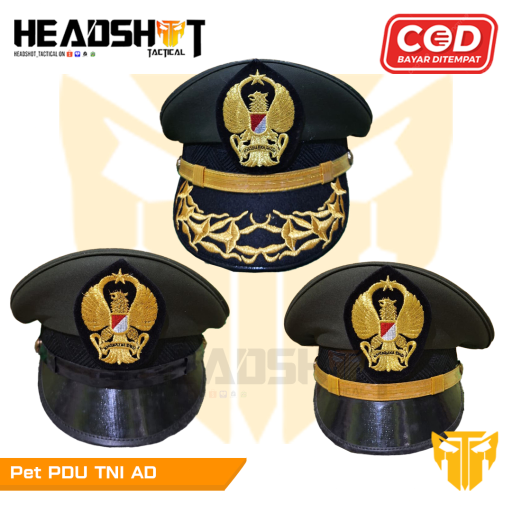 Topi Pet PDU TNI AD Bintara Pama Pamen Pria Topi Pet TNI AD / Topi Pet TNI AD - Topi Pet  PDU - Topi