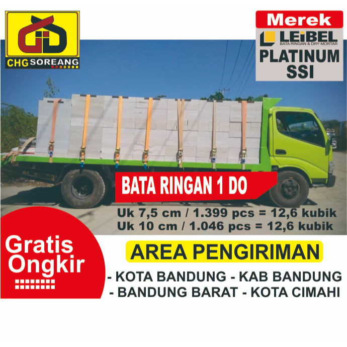 BATA RINGAN LEIBEL AAC GRATIS ONGKIR HARGA PER DO ( Isi 12,6 Kubik )