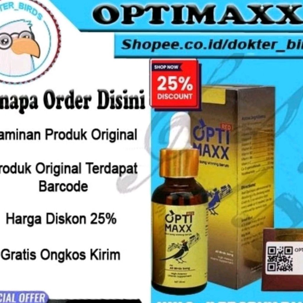 OPTIMAXX ORIGINAL VITAMIN BURUNG KICAU GACOR LOVEBIRD MURAI BATU KACER CUCAK IJO satu perbotol