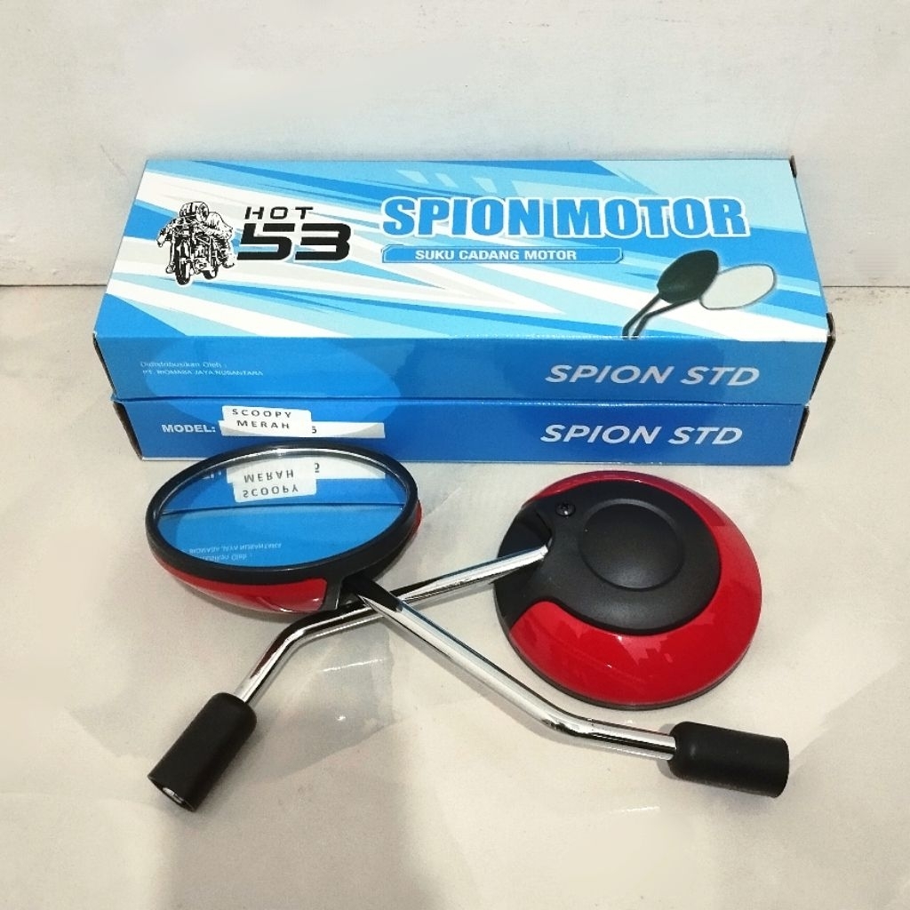 Spion Kaca Spion Scoopy Merah - Spion Standar Honda Scoopy Merah Spion Bulat (HOT 53)