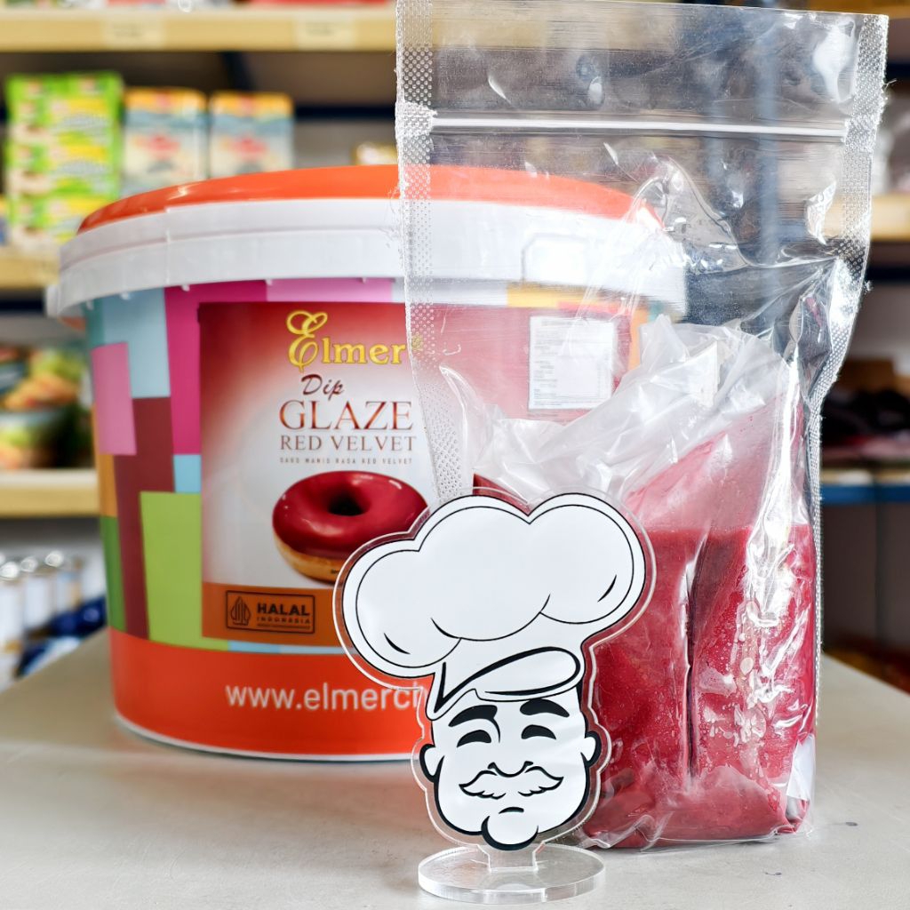 Elmer Glaze RedVelvet 250Gr / Topping Donat Red Velvet / Dip Glaze Red Velvet Elmer