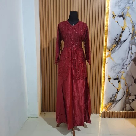 Ready Jumbo Xxl - Zoeyaclothes Couple Brukat Gamis Zahra Couple Kemeja Batik Pria Baju Sarimbit Gami