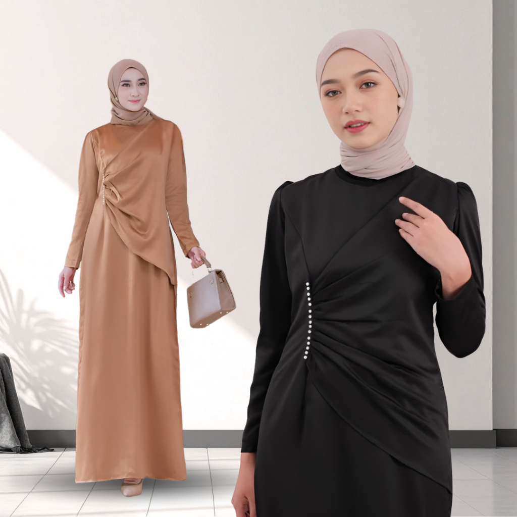 BAJU WISUDA SERAGAM BRIDESMAID WEDDING DRESS PARTY KONDANGAN ADHIVA SATIN SILK SERUT TURKEY VERSION 