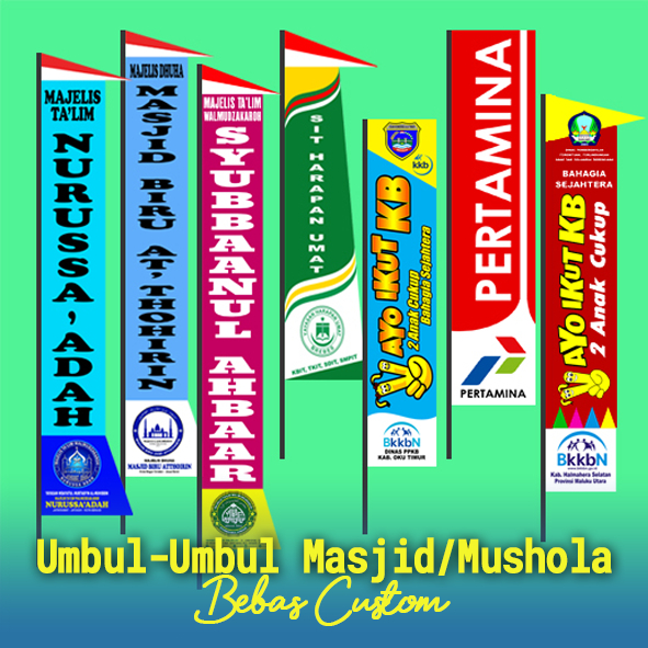 Umbul-Umbul Masjid/Mushola, Umbul-Umbul Tema Masjid, Umbul-Umbul Masjid Bahan Kain, Umbul-Umbul Cust