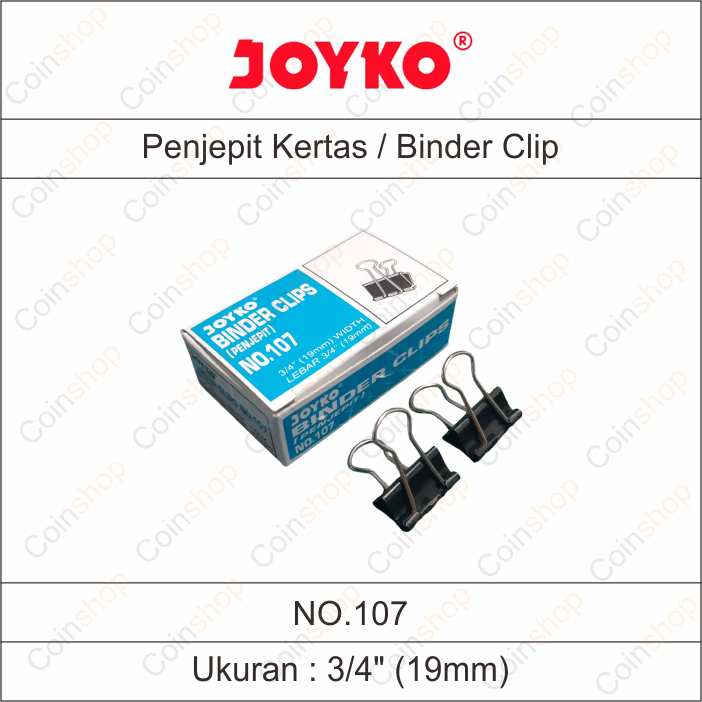 

1 Box Kecil Joyko No 107 Penjepit Kertas Binder Clip 3/4" 19 mm
