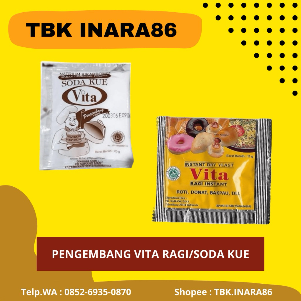 

Pengembang Kue Vita – Ragi & Soda Kue Kemasan Sachet