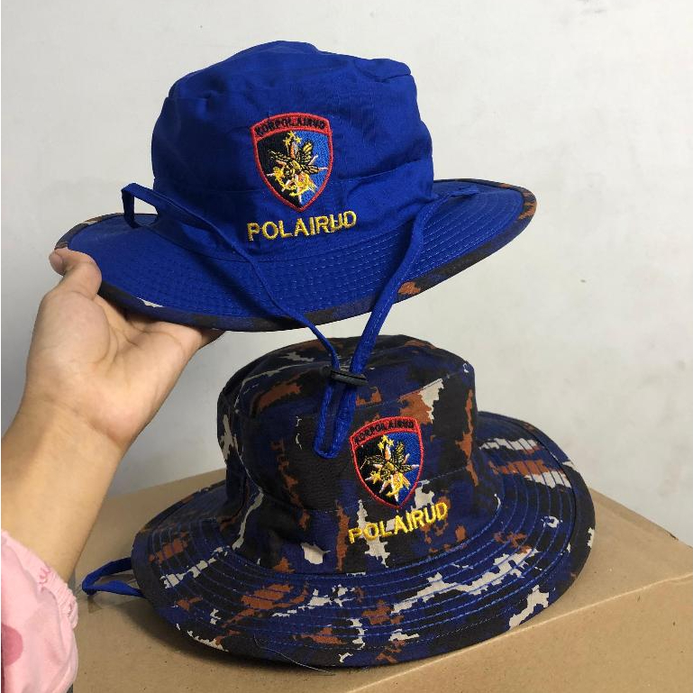 Topi Loreng Biru Airud Bolak Balik