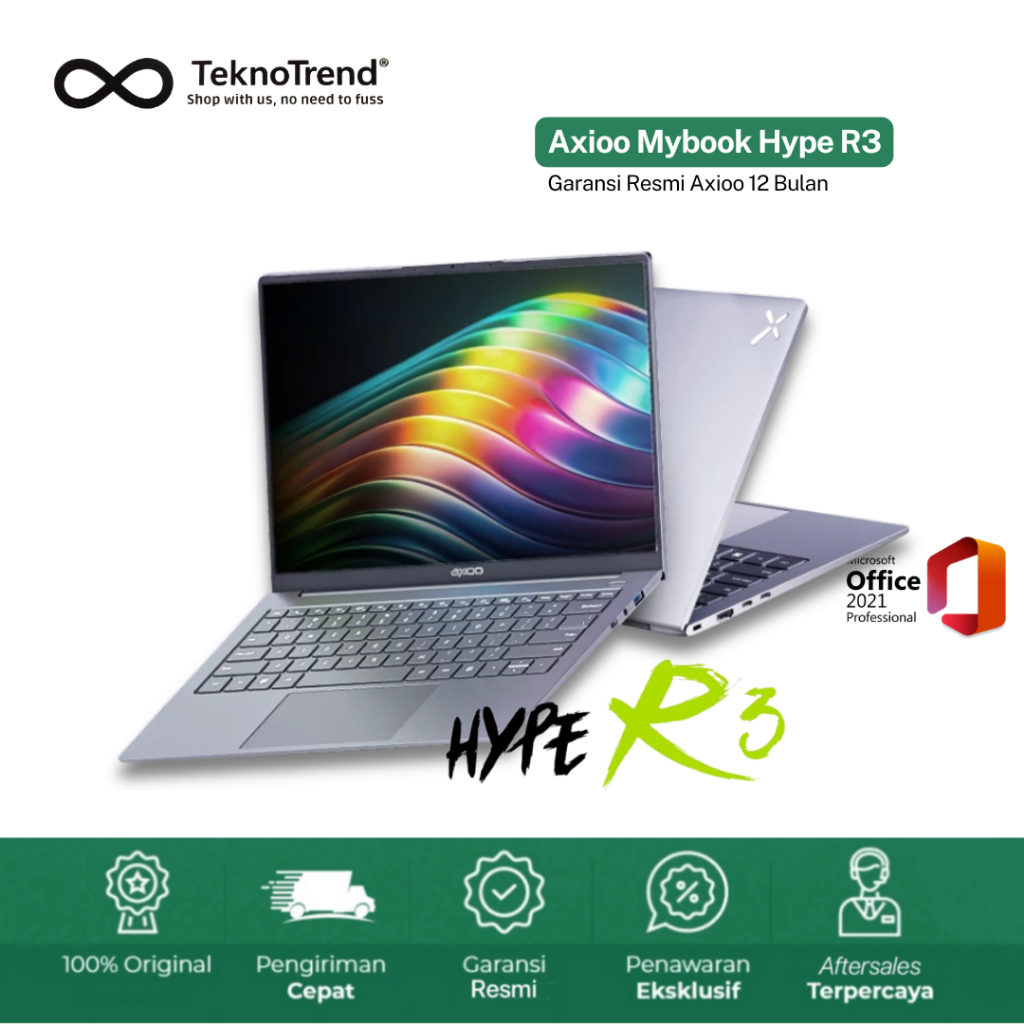Axioo MyBook Hype R3 Intel Core i3-1215U SSD 256GB FHD+ IPS