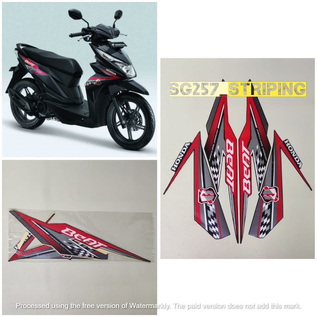 Striping Stiker Honda Beat Fi Esp 2018 Hitam Merah Standar Berkualitas