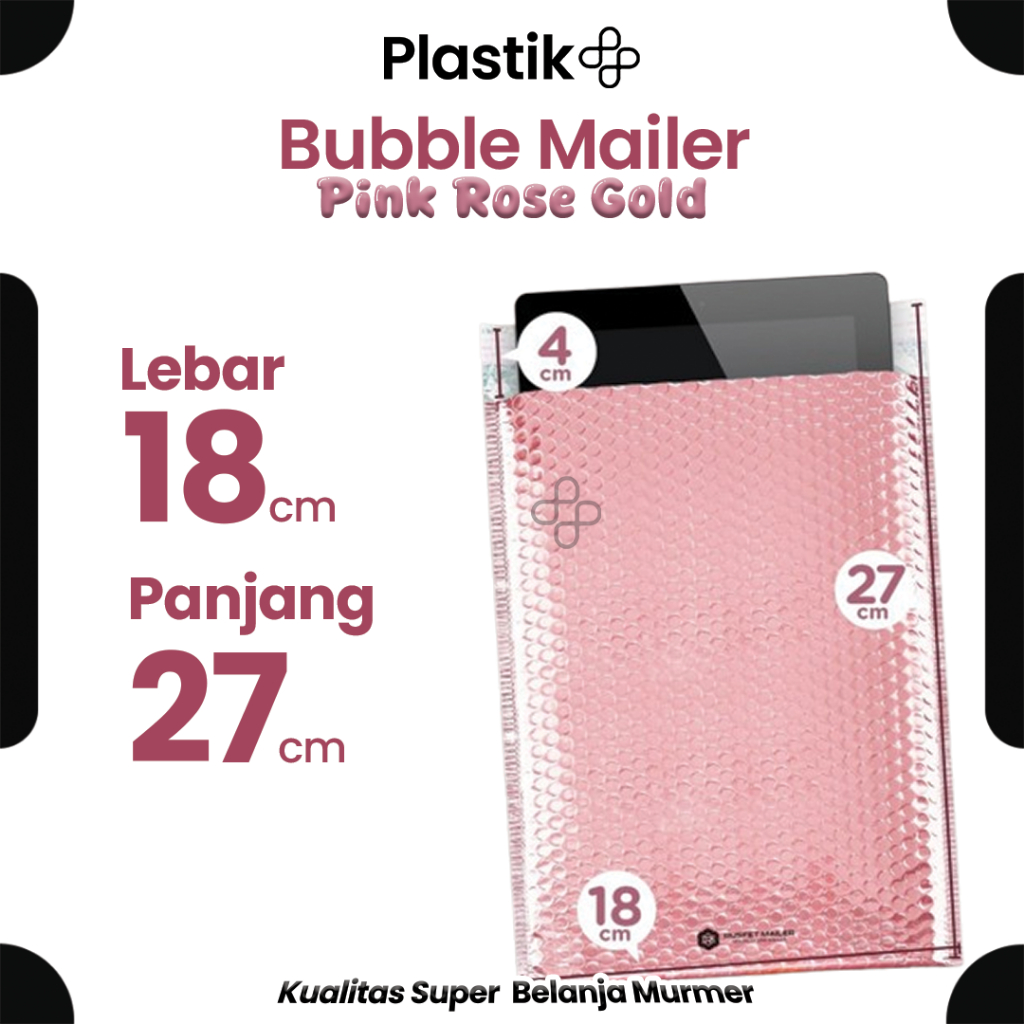 

Amplop Bubble Mailer Bubble Packing Murah Pink Rose Gold Glossy 18cm x 27cm Harga Satuan