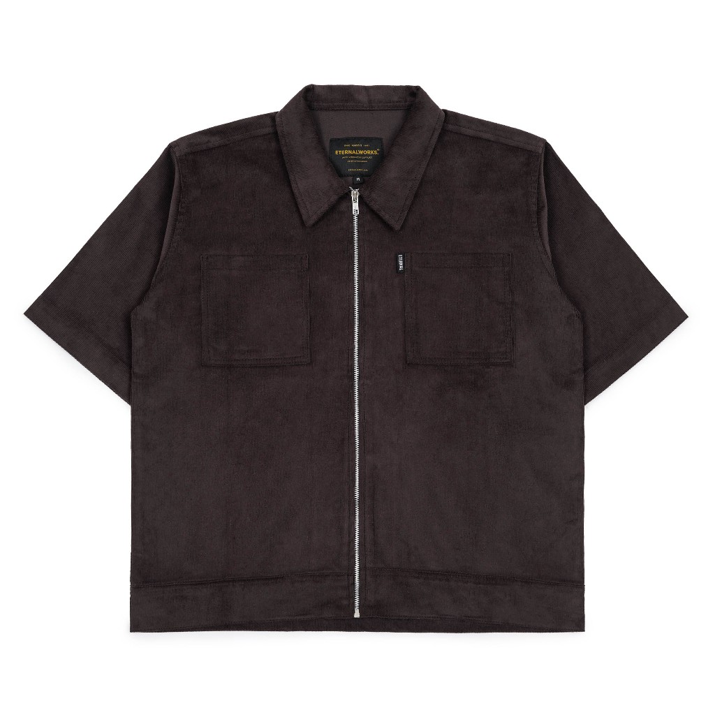 ETERNALWORKS - ZEUS CORDUROY BROWN ZIPPER SHIRT