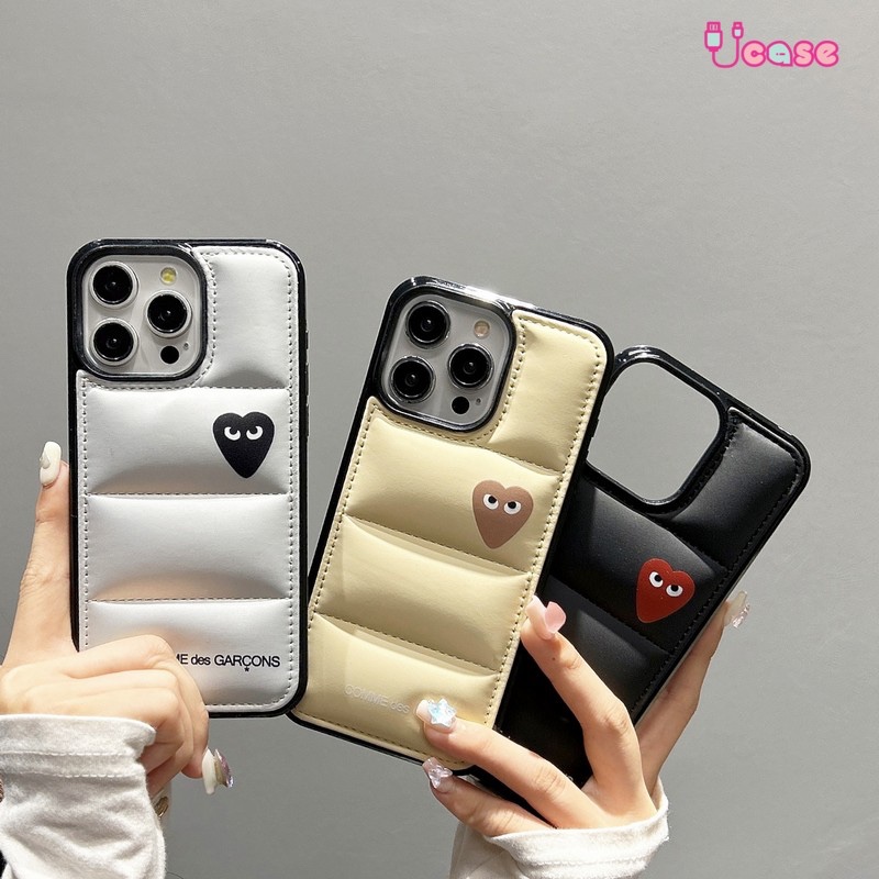 UCase | Play CDG Puffer Pillow Case for Iphone 16 15 14 13 12 11 | CDG Case Silver Beige Black IPhon