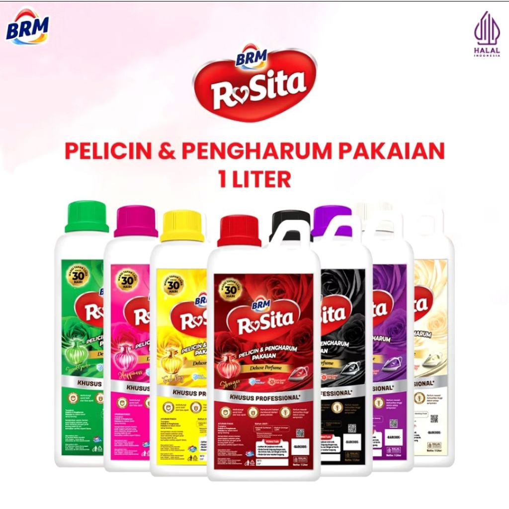 Parfum Laundry Pelicin & Pengharum Pakaian 1 Liter BRM Berkah Rosita Mandiri Mawar Pewangi Baju Loun