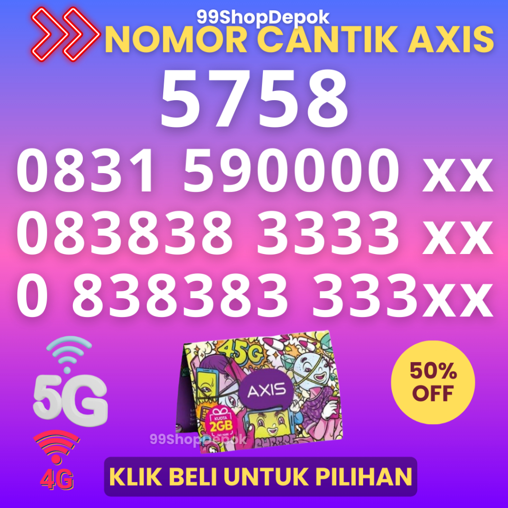 Nomor Cantik AXIS 11 DIGIT - Axis 8888 - Kartu Perdana Axis Cantik - Nomer Cantik Axis 838383 AXIS 3