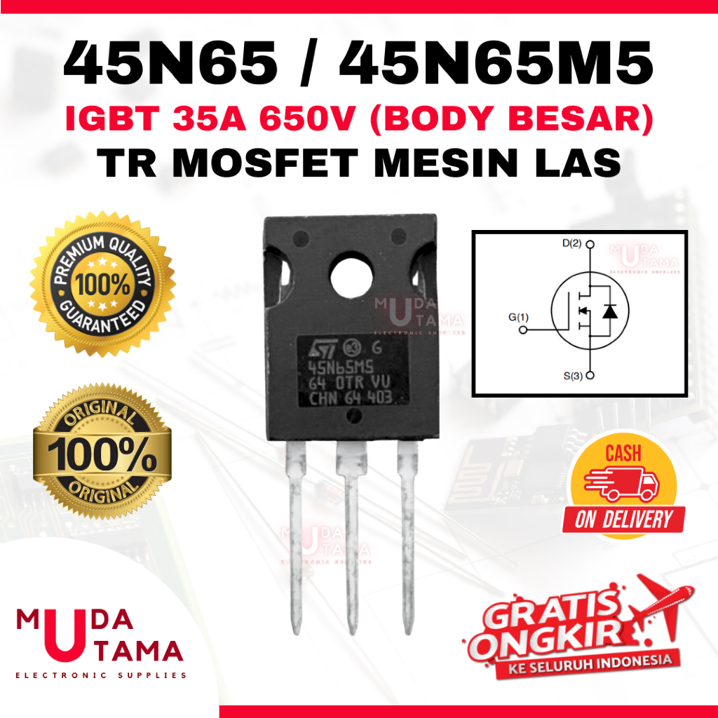IGBT Mosfet 45N65 45N65M5 Mesin Las IGBT 35A 650v Body Besar - TR 45N65 - TR Las 45N65 IGBT - Mosfet