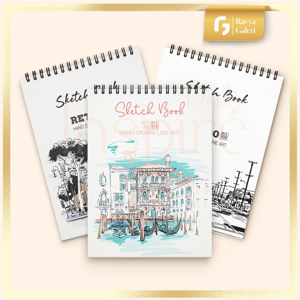 

sketcbook vintage double ring spiral atas A5 buku sketsa 40 lembar / 80 halaman sketsa lukis pensil