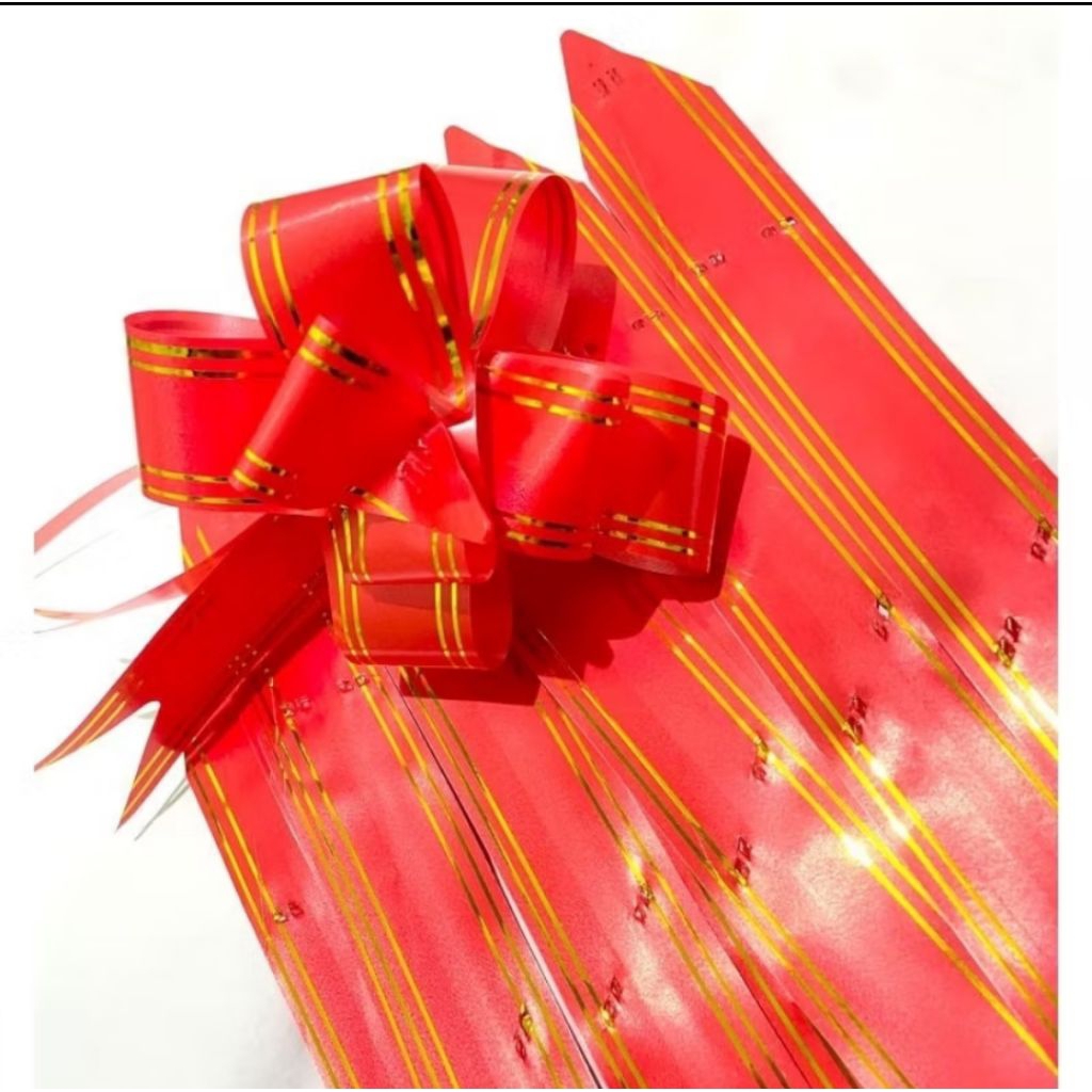 

(Isi 10 pcs) COD 15 MM Pita tarik list emas hiasan parcel / pita serut / pita kado list gold souvenir