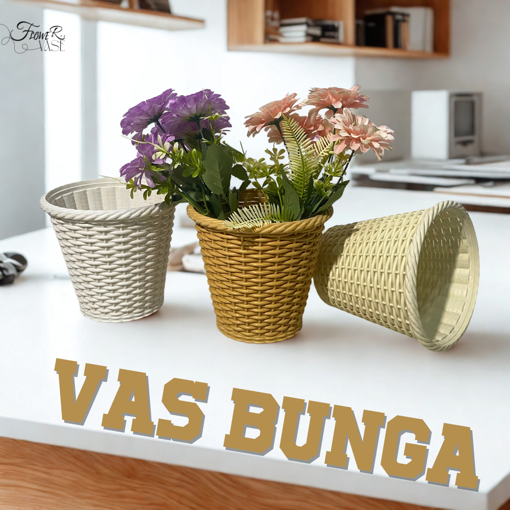Pot Bunga Plastik Motif Anyaman Vas Bunga Minimalis Dekorasi Rumah Vas Plastik Murah