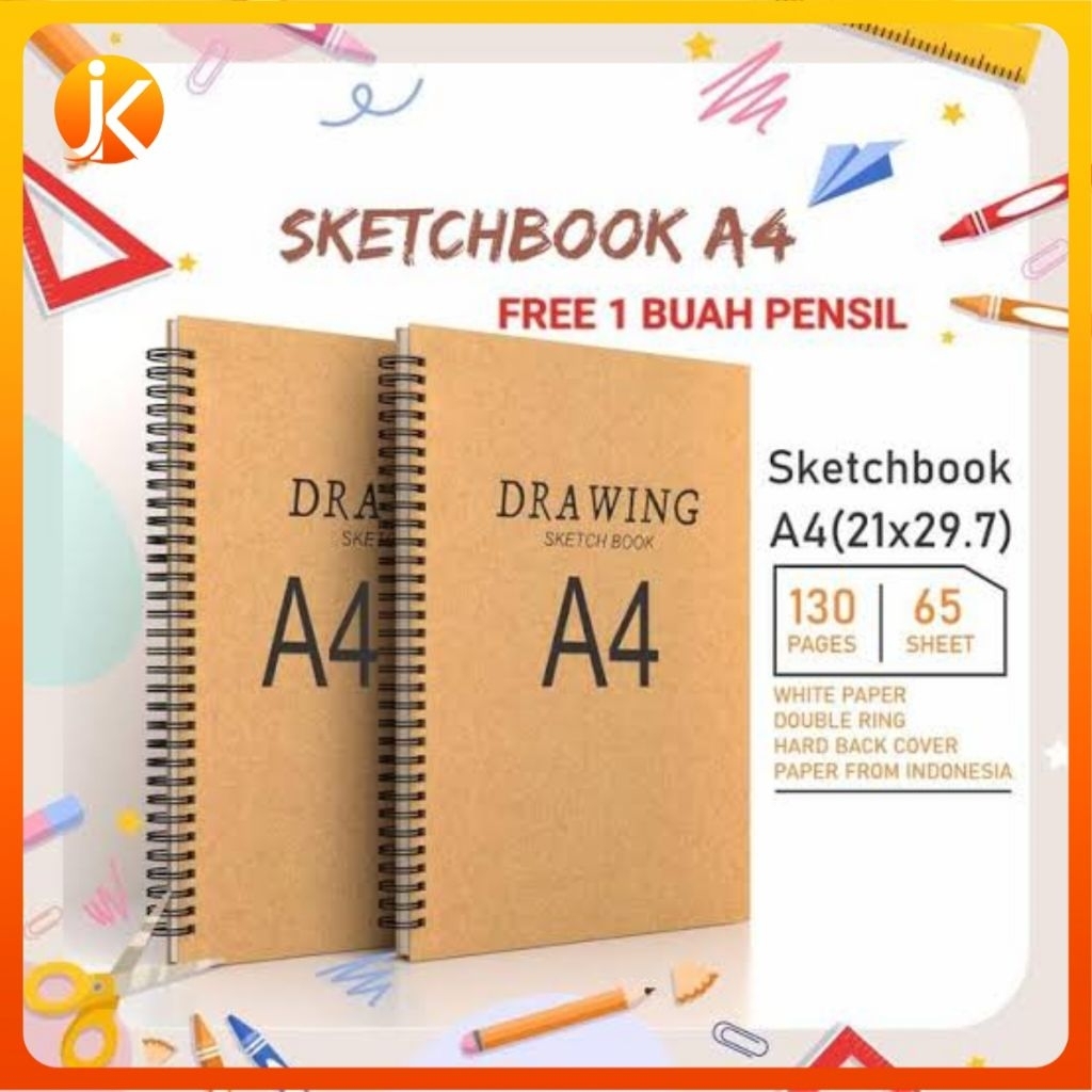 

Indojaya kencana Sketchbook Spiral A4 Buku gambar/Sketchbook Craft Cover 100 Halaman
