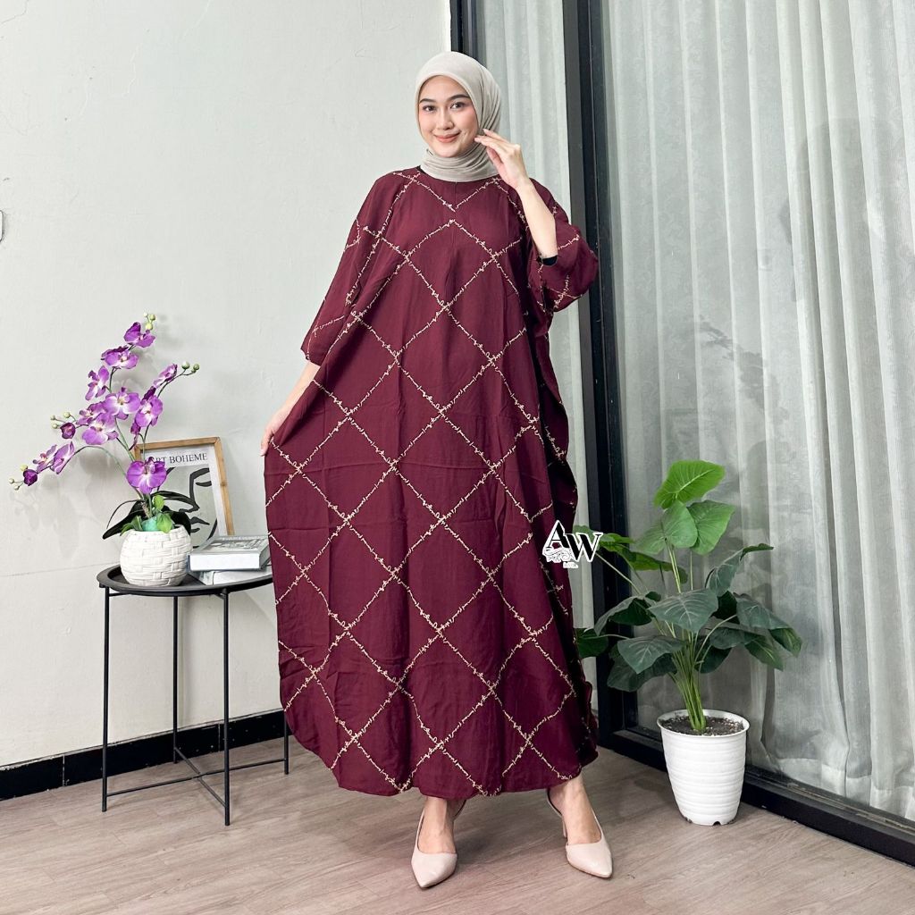 Daily Abaya Kaftan Rayon Jumbo by Nisaa Abaya Kaftan Batik Motif Ning Jazil Busui Gamis Kaftan Abaya