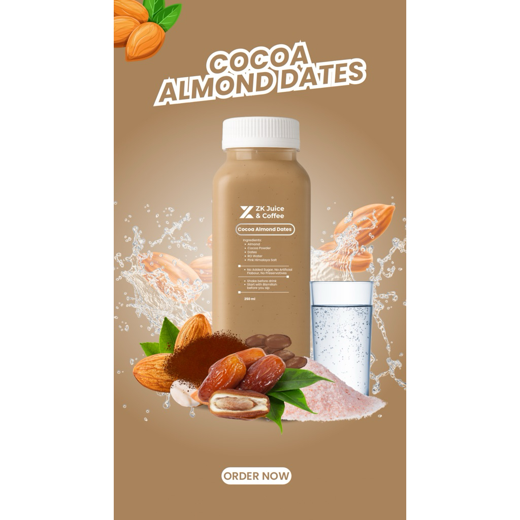 

Cocoa Almond Dates - Plant Based Drink 250 ml by Zk Juice & Coffee