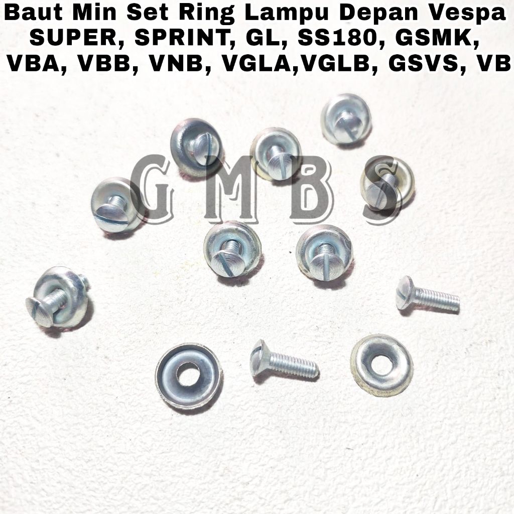 Baut Min Ring Topi Headlamp Lampu Depan Vespa VBB VNB VGLA VGLB Super Sprint GL SS180 GSMK