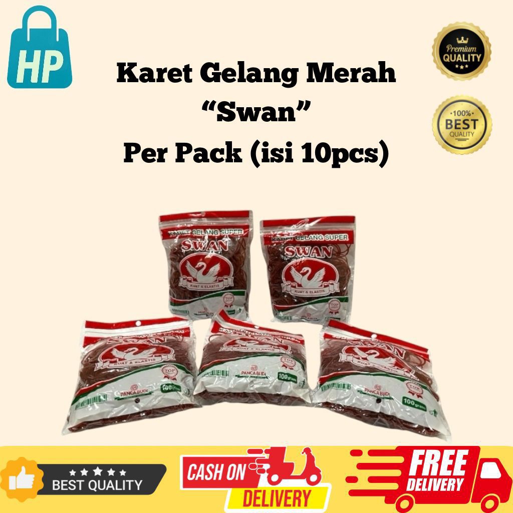 

Karet Gelang Merah Swan Super Elastis Per Pack (Isi 10 Pcs) – Kuat, Tahan Lama, Berkualitas