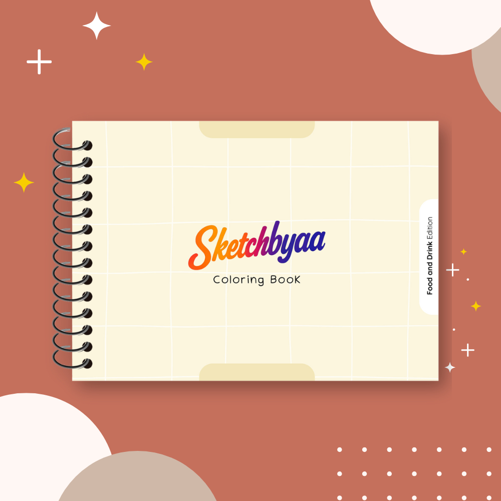 

Buku Mewarnai Aesthetic dan Lucu, Motif Makanan dan Minuman. Coloring Book for Adults and Kids