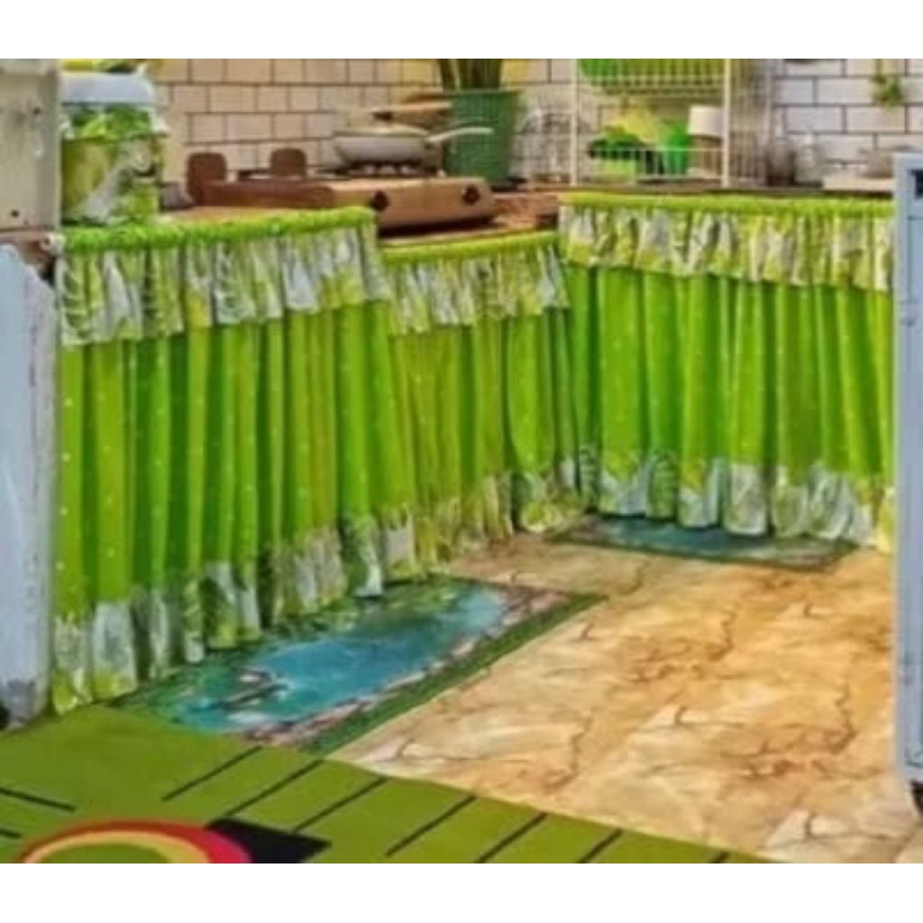 gorden kolong dapur#tirai bawah meja,tutup bawah kompor