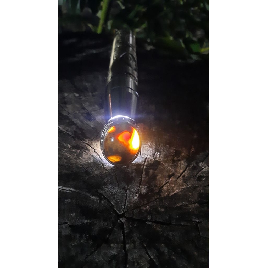 Cincin batu akik fosil kelor multi collor natural asli alam