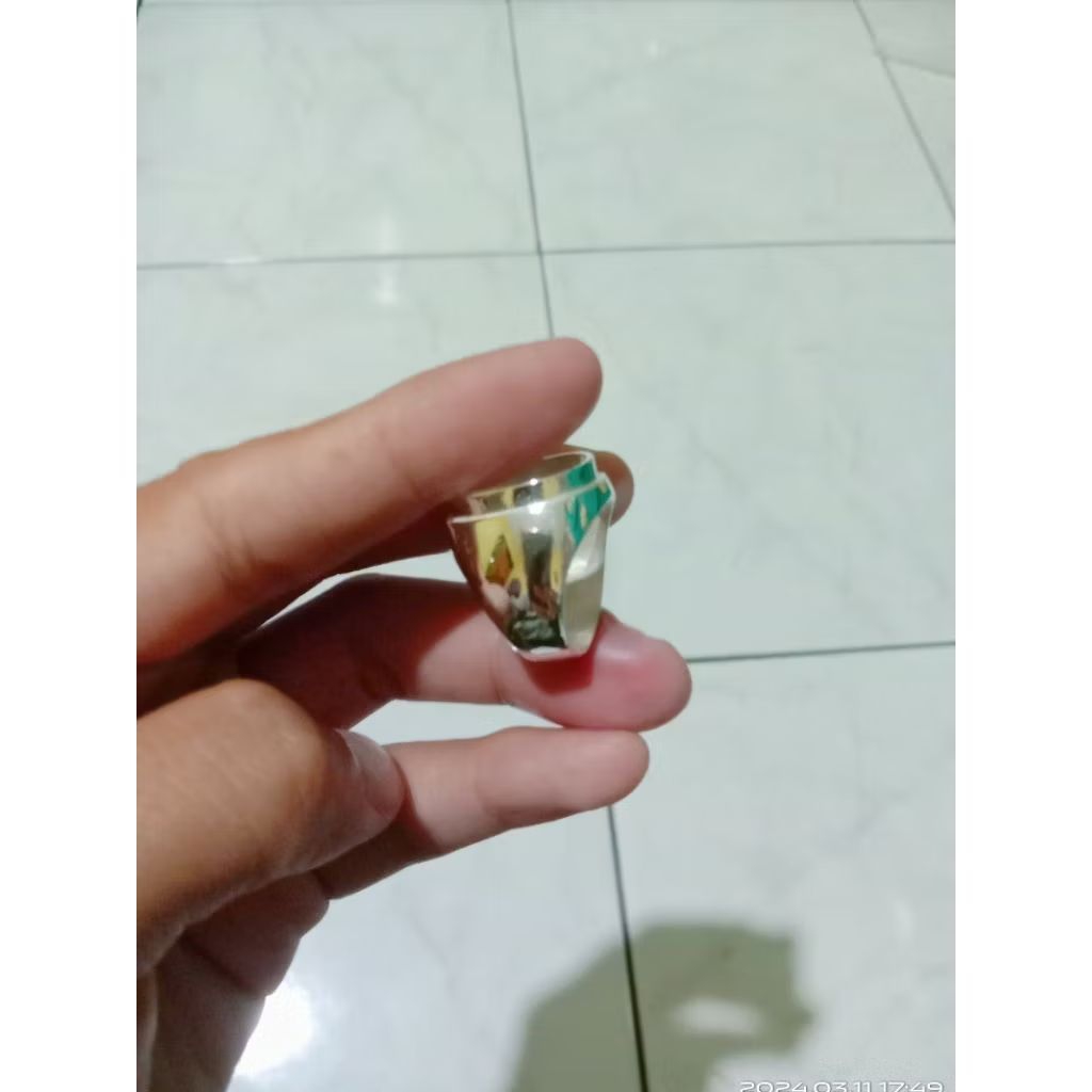 cincin pria perak asli,untuk batu akik dim 18 x 14 mm