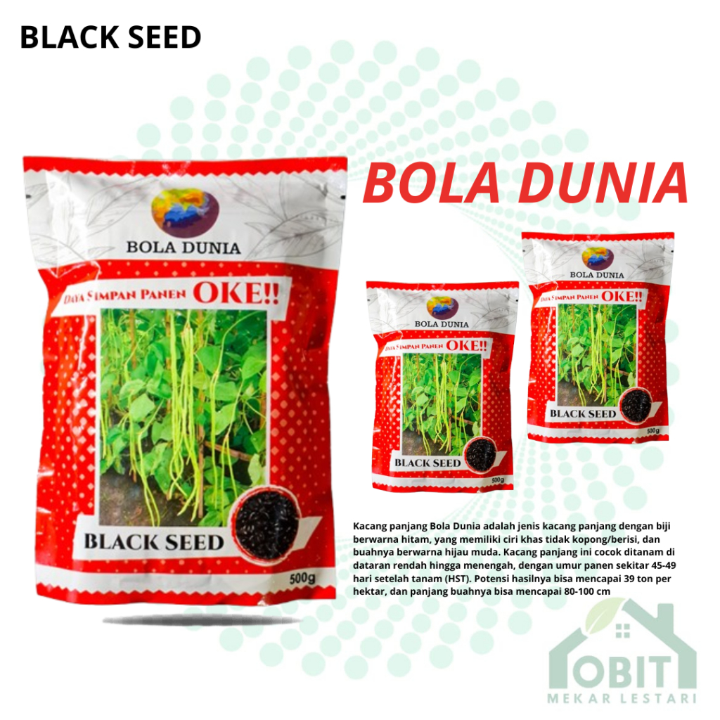 BLACK SEED (500 GRAM) BENIH KACANG PANJANG BOLA DUNIA / BENIH KACANG PANJANG BOLA DUNIA ORIGINAL KEM