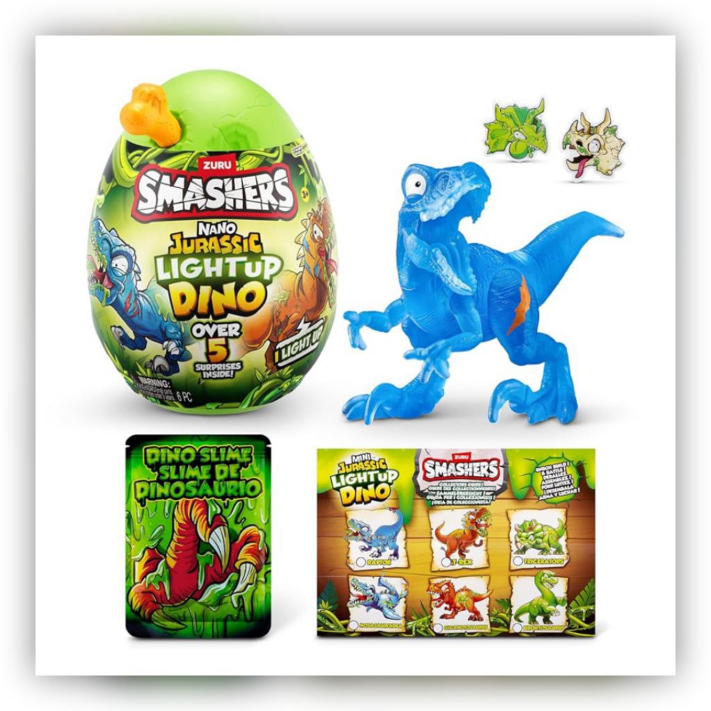 Zuru Smashers Nano Jurassic Dino Light Up Surprise Eggs