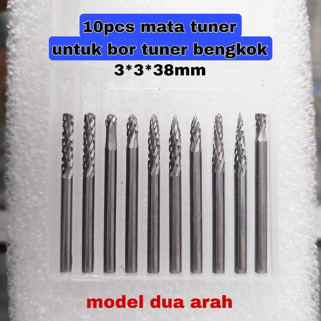 10pcs mata bor tuner kerok 3x3mm tungsten carbide buat bor tuner bengkok