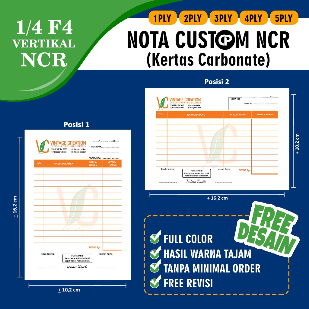 

NOTA CUSTOM NCR UKURAN 1/4 F4 VERTIKAL FREE DESAIN (1PLY, 2PLY, 3PLY, 4PLY, 5PLY)