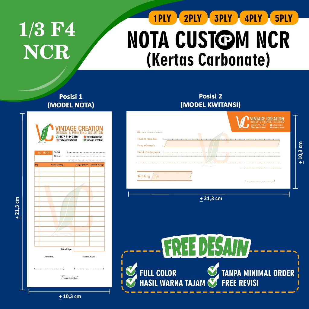 

NOTA CUSTOM NCR UKURAN 1/3 F4 FREE DESAIN (1PLY, 2PLY, 3PLY, 4PLY, 5PLY)