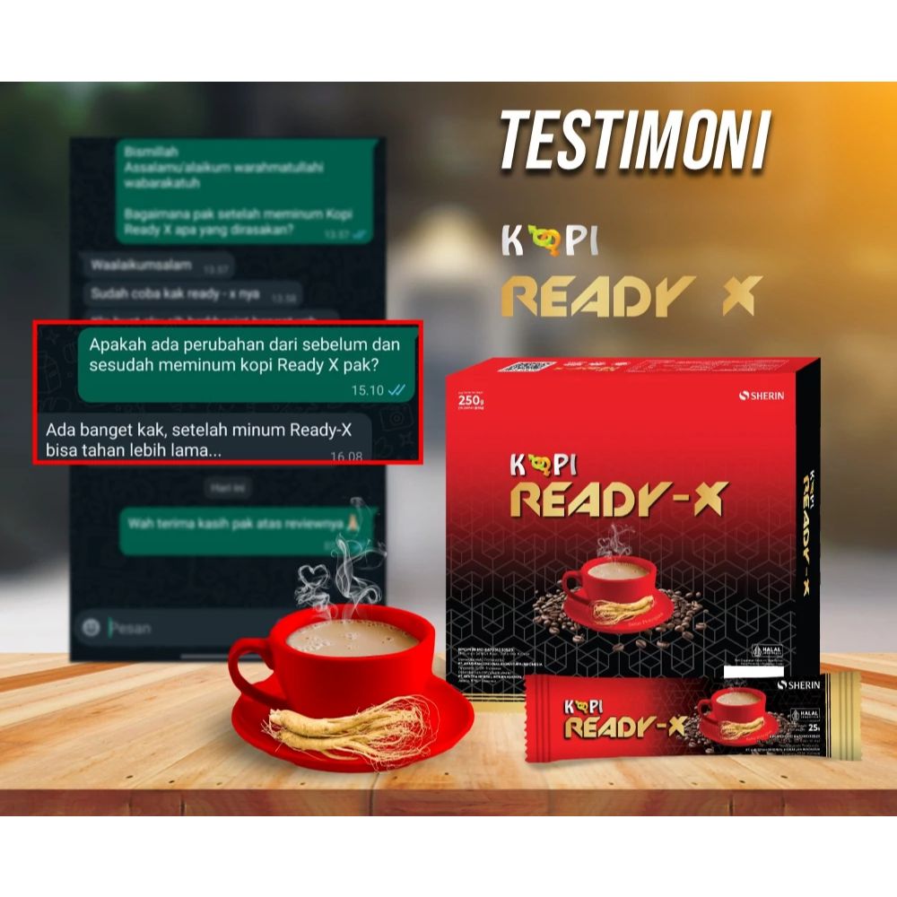 

Kopi Ready X Romantis Premium Kemasan Terbaru Isi 5 Sachet Kopi Stamina BPOM / Kopi Ready X