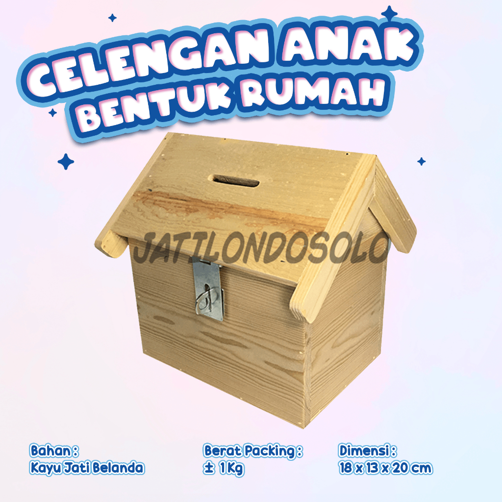 Celengan Kayu Bentuk Rumah Tabungan Anak