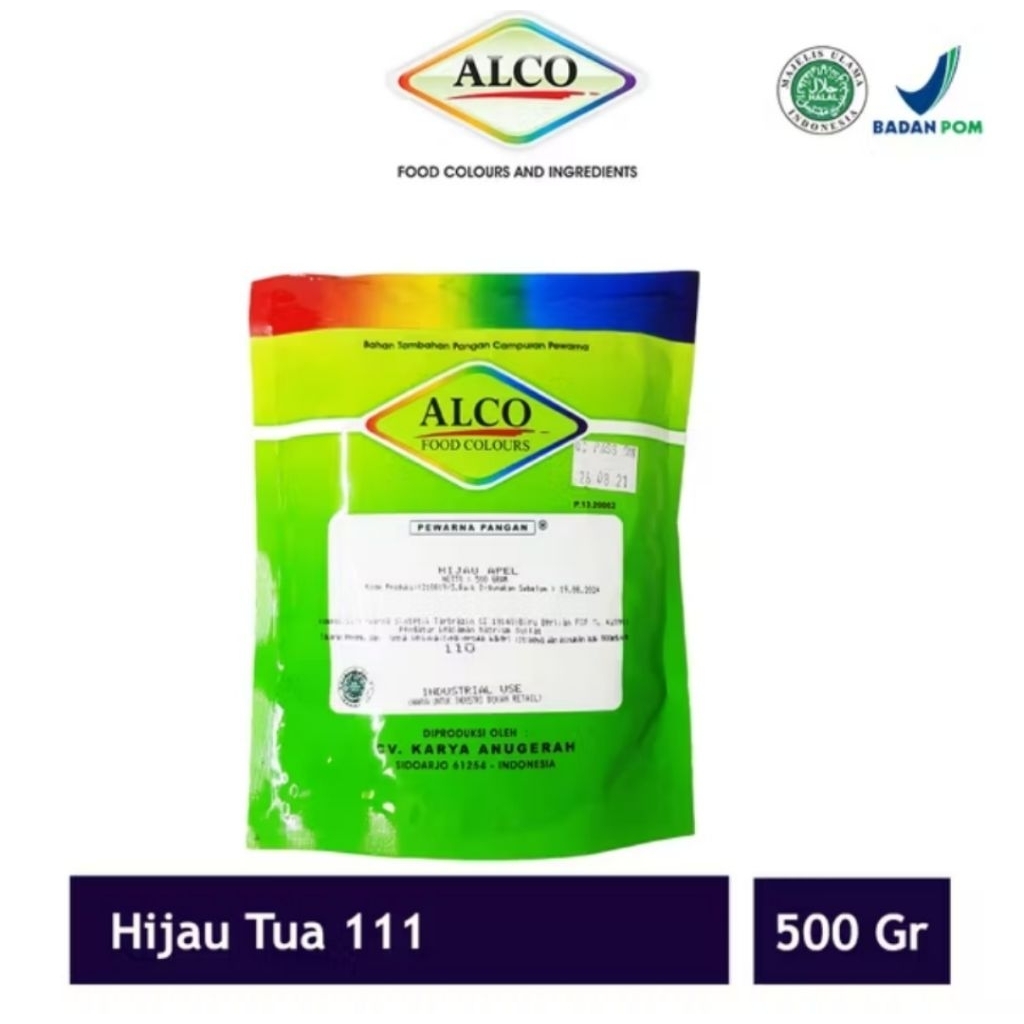 Pewarna Makanan Kue Bubuk ALCO 500 gr Mixing Colour Warna hijau tua