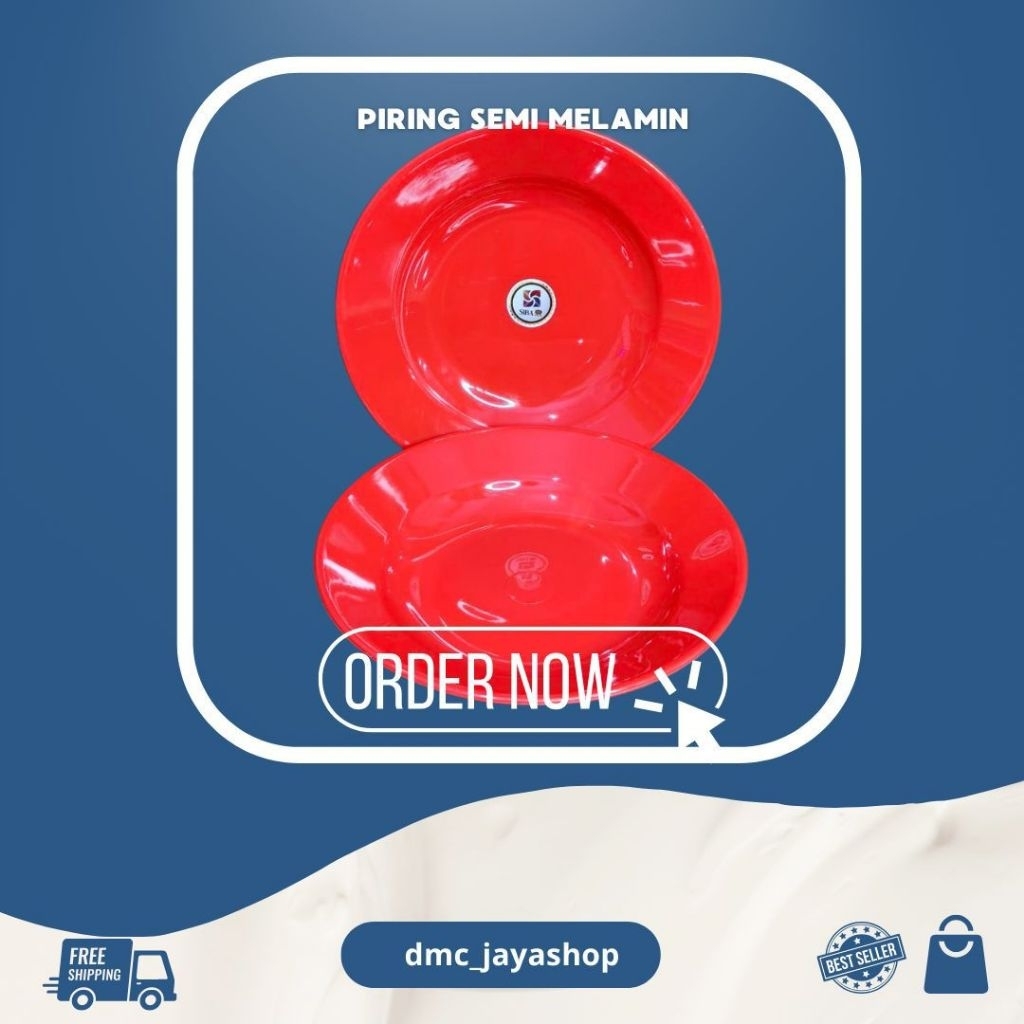 PIRING SEMI MELAMIN 12 PCS BERKUALITAS WARNA MERAH