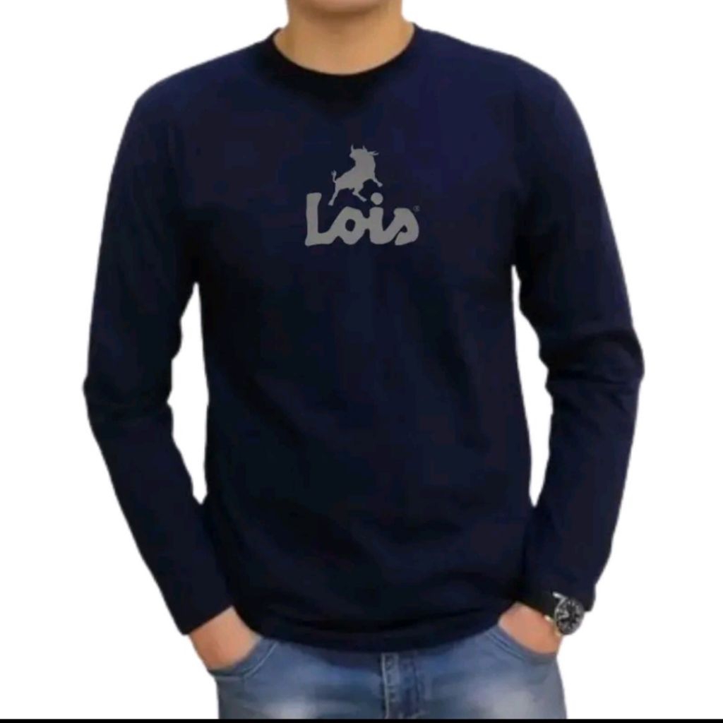 Kaos Lois Lengan Panjang Bahan Katun Combed 30s/Kaos Distro pria dewasa Lengan Panjang