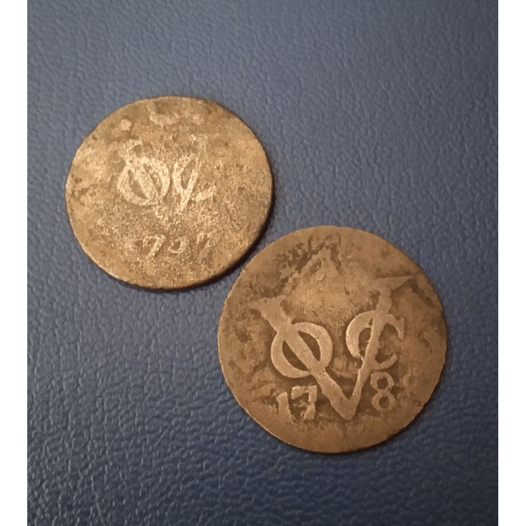 Koin Lawas Indonesia Jaman Penjajahan Belanda VOC  2 Keping Duit Willem 1