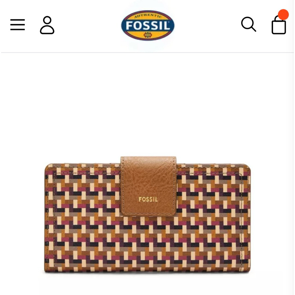 DompetFossil Logan Tab Clutch Woven Multi Print New