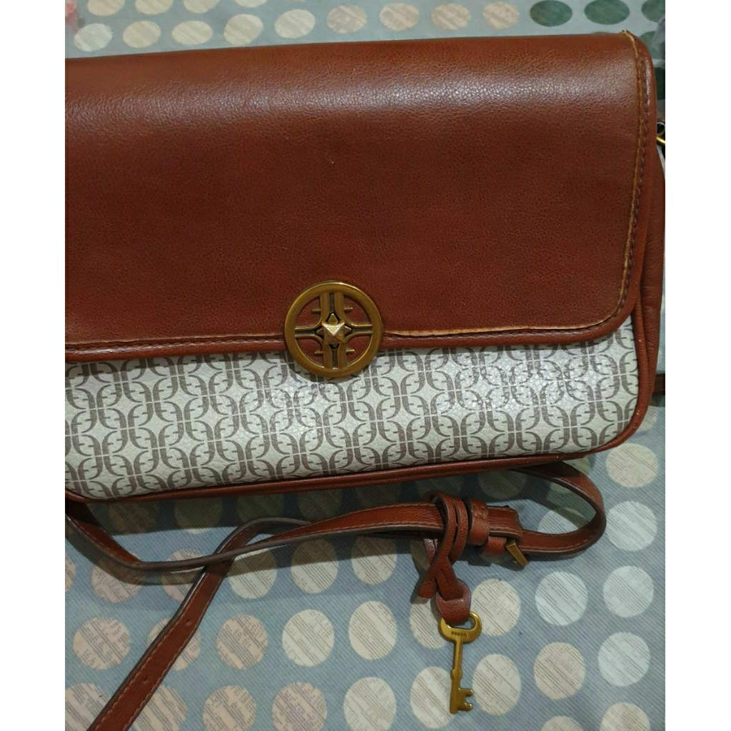 Tas Fossil Jasmine flap cross body Brown with deffect