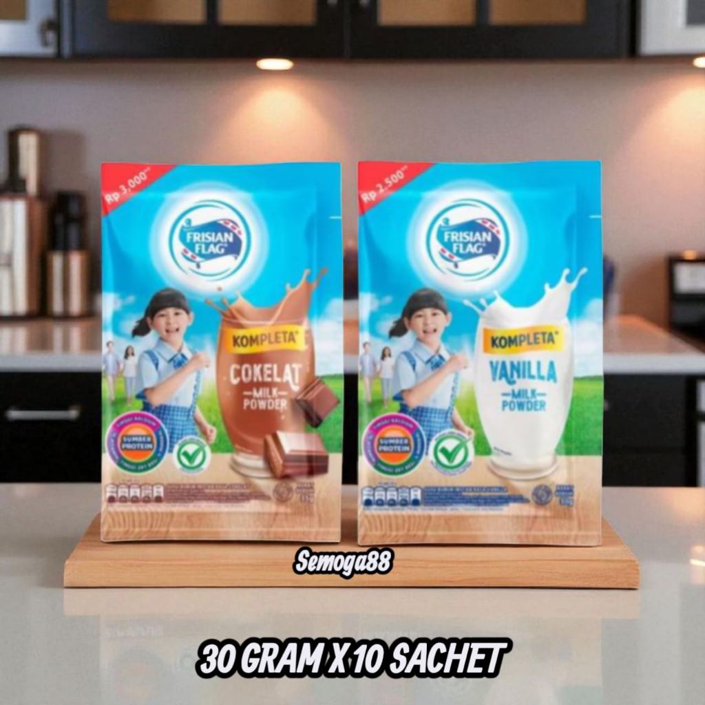 

FRISIAN FLAG SUSU BUBUK VANILLA COKELAT KEMASAN 30 GRAM ISI 10 SACHET / SUSU BUBUK / SUSU