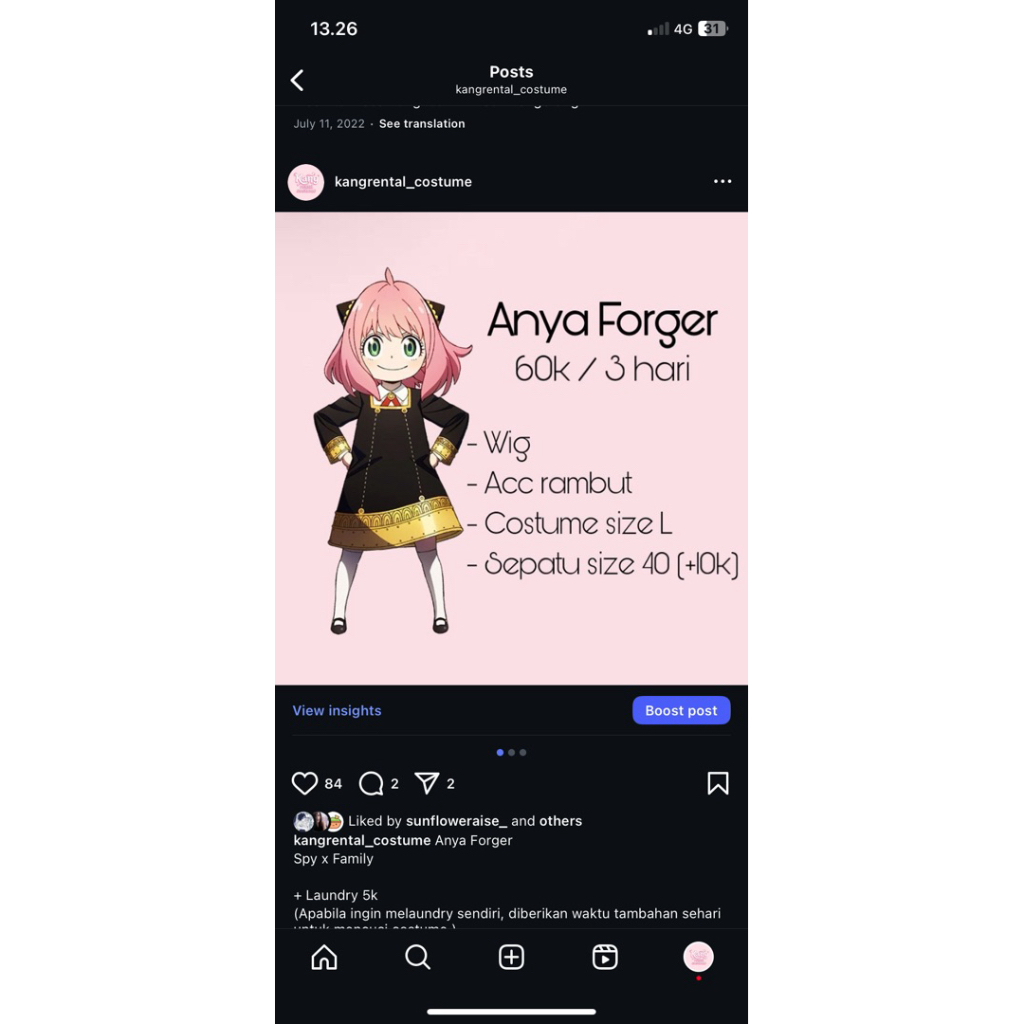 Rental only, Cosplay Anya forger Spy x Family