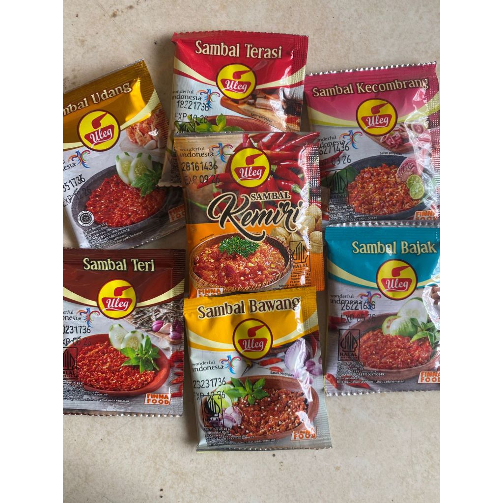 

Paket Sambal Uleg Finna 7 varian (Udang , Terasi , kecombrang , kemiri , Teri , bawang & Bajak )